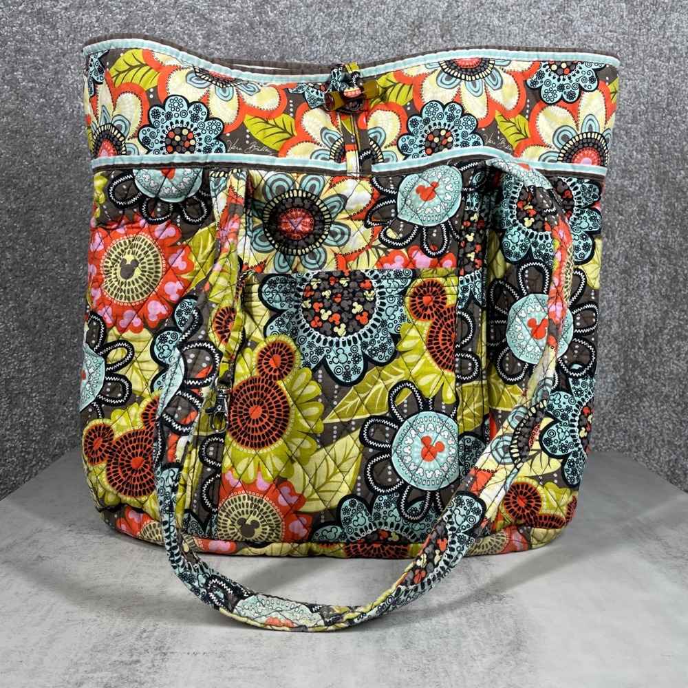 Disney Vera Bradley Tote Shoulder Bag Mickey Mouse Floral Quilted Disney Parks